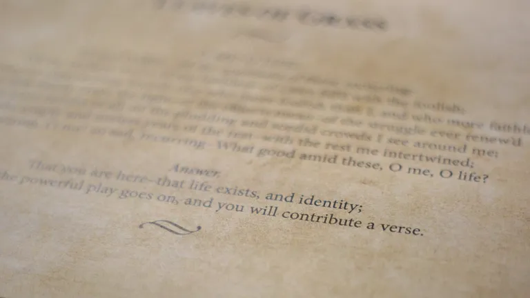 Part of Walt Whitman's poem - “O Me, O Life”