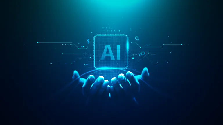 Hands holding an AI graphic.
